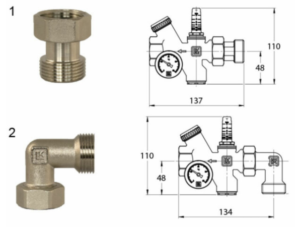 LK 435 gerader Fitting G DN25 (1') mit Überwurf. Pos.1