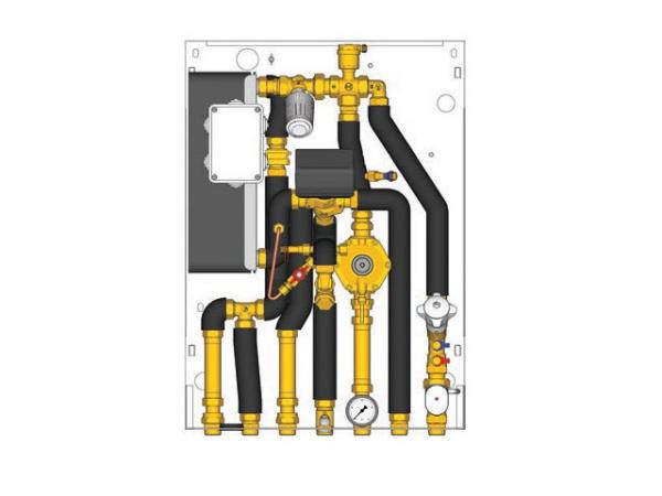 Giacomini GE556Y320 Wohnungsübergabestation mit Differenzdruckregler für Hoch- und Niedrigtemperatur- Heizsysteme 3/4"-Heizen 21KW/WW 56KW