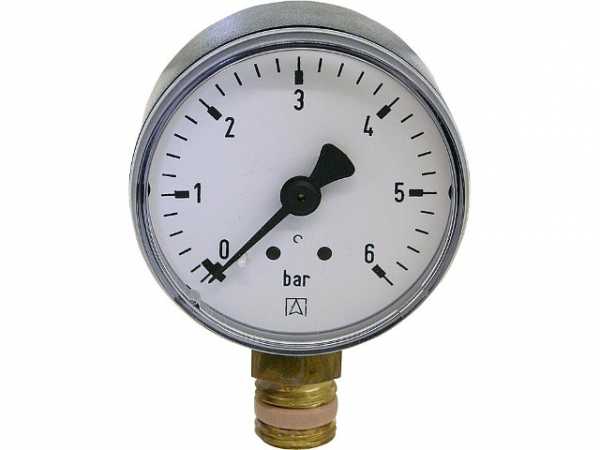 RF Manometer 50 radial 0-6 bar, Anschluss 1/4" radial (unten)