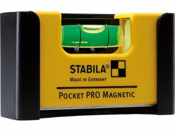 Wasserwaage Stabila Pocket Pro magnetic, 7cm, mit Magnetsystem und Gürtel-Clip
