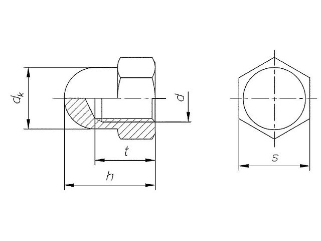 M10 / SW 17 Edelstahl Hutmutter (VE=100), 100 ST