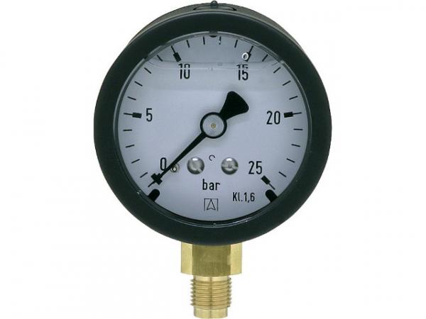 Manometer 0-25 bar mit Glyzerinfüllung, Durchmesser 50mm, 1/8" unten, DN 6 1/8" radial