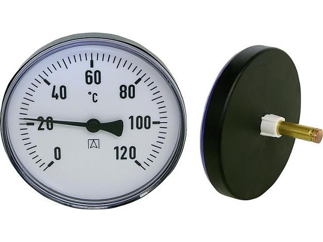 AFRISO Bimetall-Zeigerthermometer 0-120°C d 100mm, Kunststoffgehäuse mit  Fühler 40mm
