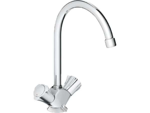 Niederdruck Wasserhahn Costa Schwenkauslauf Ausladung 182 mm chrom 2-Griff Spültischmischer