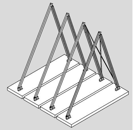 VIESSMANN Aufständerung Flachdach auf Unterkonstruktion, Aufstellwinkel 25-45°, bis 2,55 kN/m², 3 Kollektoren waagerecht