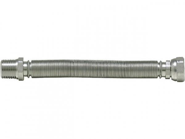 Edelstahlwellrohr DN15 (1/2“) 75 - 130 mm ausziehbar AGxÜberwurfmutter