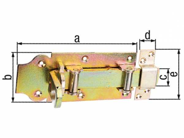 Rollen-Schlossriegel, mit Schlaufe 180mm, gelb verzinkt