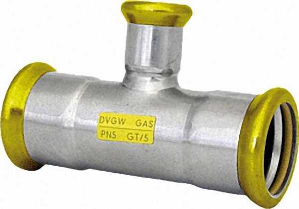Edelstahl Pressfitting Gas T-Stück reduziert, 22 x 15 x 22