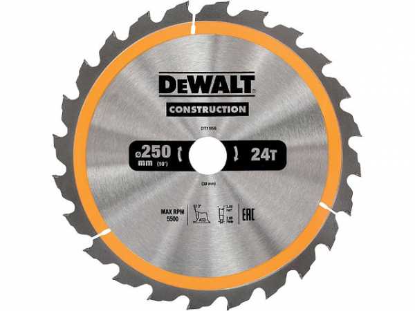 Kreissägeblatt d=250x30mm mit 24 Wechselzähnen, passend für DeWalt DW743N/DW745