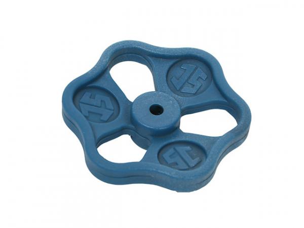 Handrad mit Schraube und Button, 70x6, aus Polyamid, in der Farbe blau