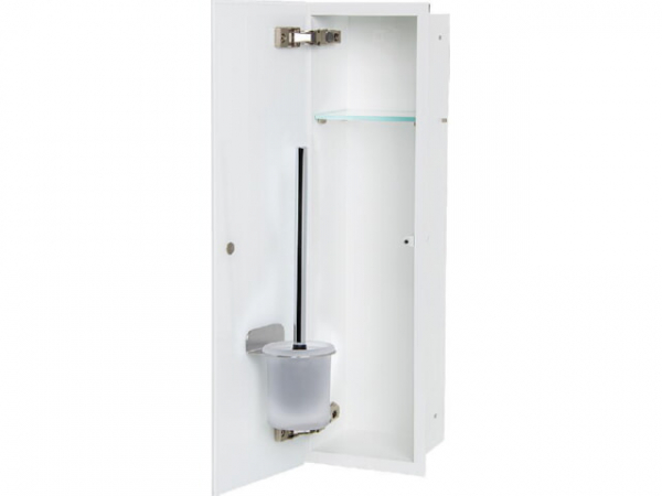 WC-Wandcontainer Flat Weiß pulverbeschichtet 600 1 weiße Glastüre links