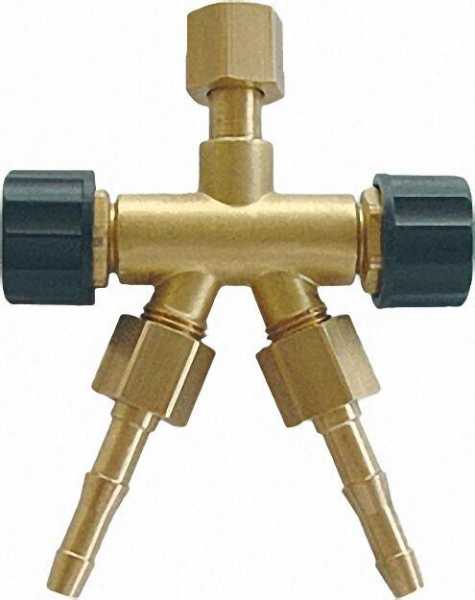 Verteiler für Propan Anschluss: 3 x G3/8''LH / LW 6 mit Kunststoffhandrad