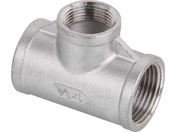 Gewindefitting Edelstahl T-Stück reduziert DN40 (1 1/2")xDN15 (1/2") IG