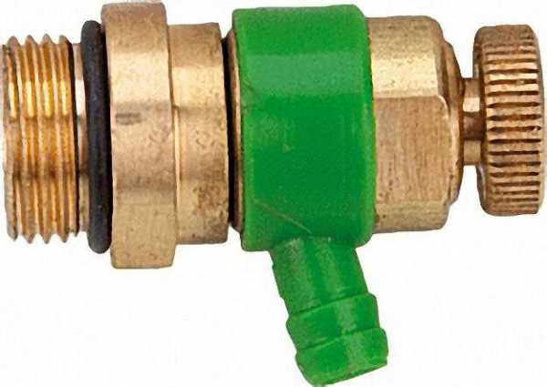 SCHLÖSSER Entleerungsventil mit O-Ring Oberfläche Messing, Auslaufring grün 1831 3/8''
