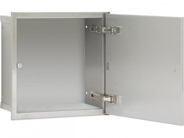 WC Wandcontainer Unterputz, 1 befliesbare Türe, BxH: 331x331 mm, Einbaucontainer Wandnische Edelstahl