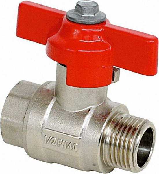 Kugelhahn mit Flügelgriff IG x AG 3/8'' PN40 Messing vernickelt