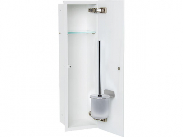 WC-Wandcontainer Flat Weiß pulverbeschichtet 600 1 weiße Glastüre rechts