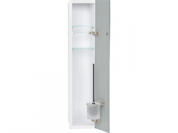 WC-Wandcontainer Weiß besch. Flat 800 1 graue Glastüre recht