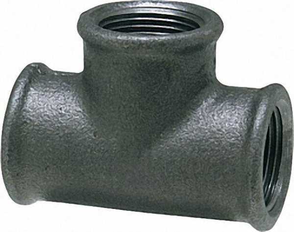 Tempergussfitting, schwarz T-Stück 90°, 1/2'' Typ 130