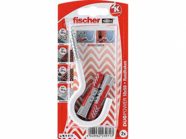 Fischer DuoPower 10x50 RH G mit Rundhaken, groß, nylonbeschichtet, 535339 SB-Programm