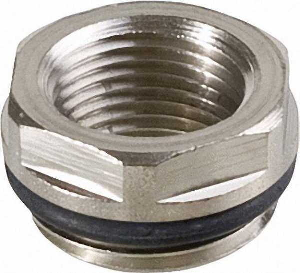 Reduzier-Stück 1/2''x 1/4'' Messing vernickelt mit O-Ring