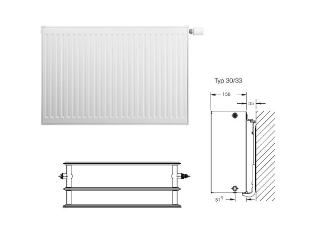 Buderus Heizkörper Mittelanschluss VCM-Profil Typ 22 HxL 300x1300