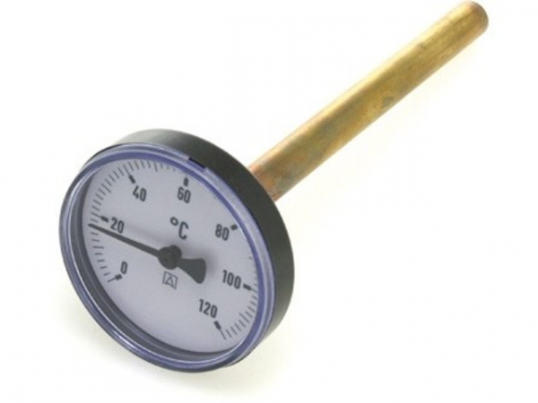 Heizungsthermometer Bimetall 63 mm Gehäuse, 150 mm Fühler