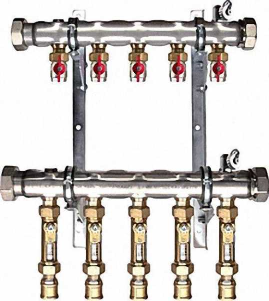 Soleverteiler 2'' für 10 Solekreise + Tacosettern im Rücklauf Baulänge 840mm