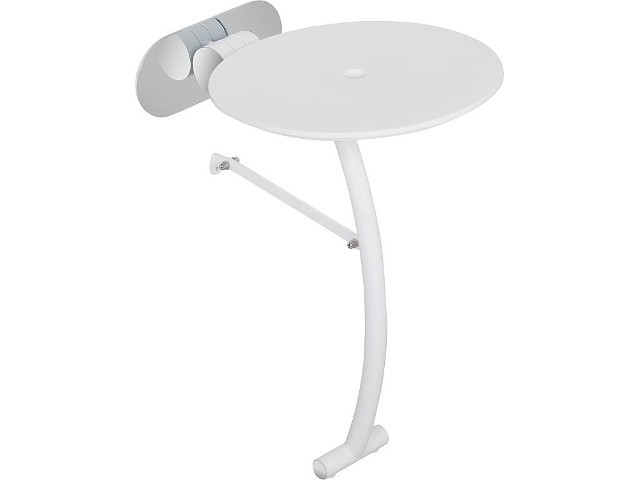 Klappsitz Elida mit Fuß aus Edelstahl/Corian, weiß, 320x500x390/130mm, Klappsitz Elida mit Fuß aus Edelstahl/Corian, weiß, 320x500x390/130mm,