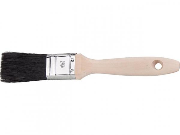 Profi-Flachpinsel 60mm rostbe Stück Zwinge, schwarze Naturborsten, Hartholzstiel