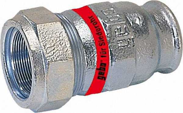 GEBO Temperguss-Klemmverbinder mit IG Wasser PN10, Typ I 1 1/2'' Stahlrohr x 51,0mm Siederohr