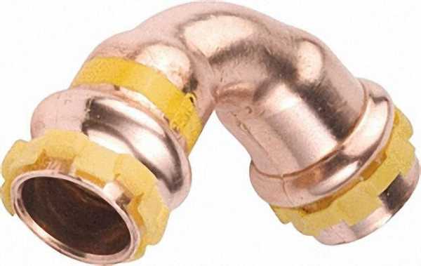 Kupfer Pressfitting Gas Bogen 90° D: 15mm PG 5002 Gas, i/i