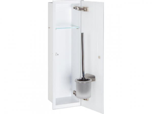 WC-Wandcontainer Weiß beschichtet komplett Zero 600 1 weiße Glastüre rechts