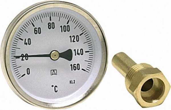 Bimetall-Thermometer Solar BiTh 63 0/160°C 45mm 1/2'' AX Kl,2 blau