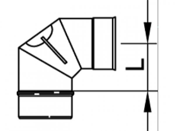 VIESSMANN 9564745 Vitoset Reinigungswinkel 0-90 Grad drehbar, einwandig, Unterdruck, Systemgröße 150mm