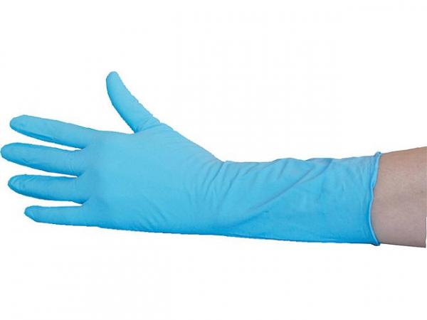 Chemikalien-/ Schutzhandschuh Nitril, puderfrei 30cm, blau, L, VPE 50 Stück