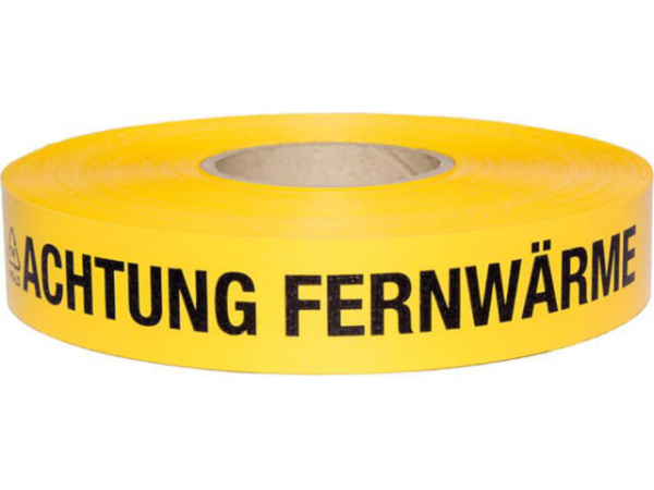 Trassenwarnband 'Achtung Fernwärme' gelb, L=250m
