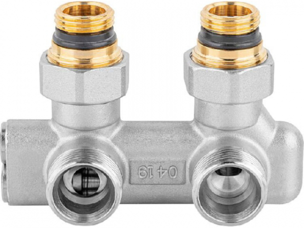 Umlenkstück Eckform mit Übergangsnippel DN15 (1/2') AG x DN20 (3/4')flachdichtend