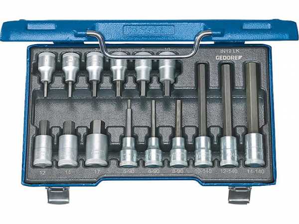 Satz Schraubendrehereinsatz GEDORE 15-teilig, 1/2', Innensechskant