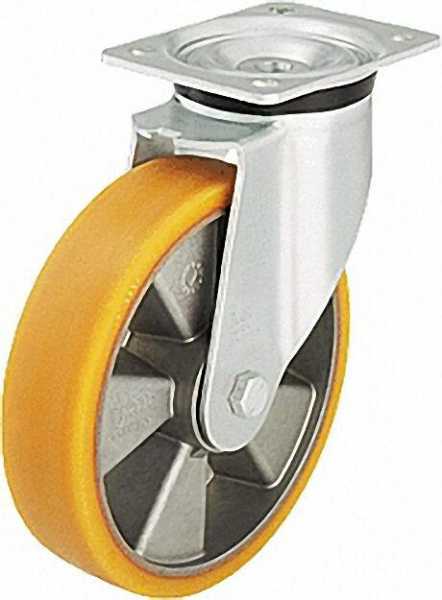 BLICKLE Schwerlastlenkrolle Polyurethan/Stahl LK-ALTH 125K-3, Tragfähigkeit 250 kg Rad D= 125mm, Pla
