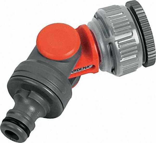 GARDENA Winkelhahn-Stück 21mm (G1/2)+26,5mm (3/4)-Wasserhahn mit 26,5mm (G3/4)+33, 3mm (G1) Gewinde