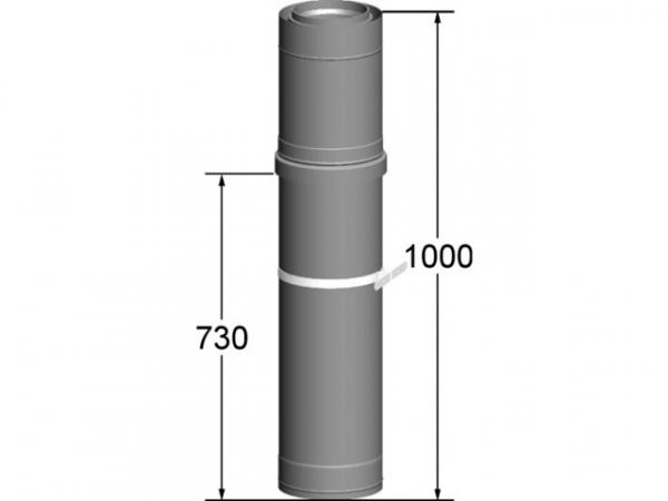 WOLF 2651908 Dachdurchführung DN60/100 L:1000mm für Fassadensystem, aus Edelstahl/PP