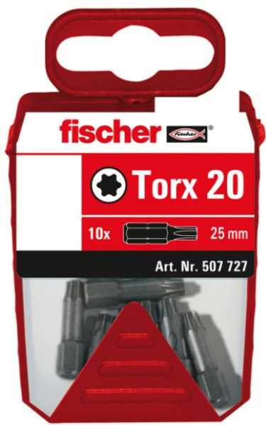 Fischer 507727 Profi-Bit FPB in Kunststoffbox T 20 PROFI Bit W10, 25, TX20, 10 Bits, VPE 10 Stück