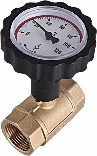 Solarkugelhahn 3/4'' IG mit Schwerkraftbremse Thermometergriff rot
