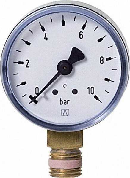 RF Manometer 50 radial 0-10 bar, Anschluss 1/4'' radial (unten)