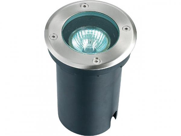 LED Einbaustrahler rund, mit GU10 Sockel, IP67, silber