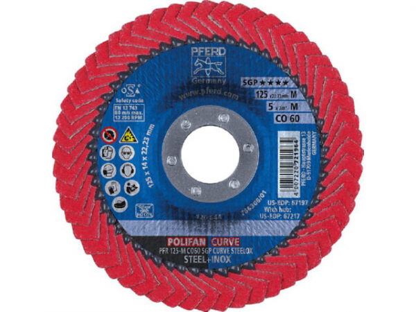 Lamellenschleifteller Pferd d 125 x 22,23, Scheibenstärke 5 mm, K60 für Stahl/Edelstahl