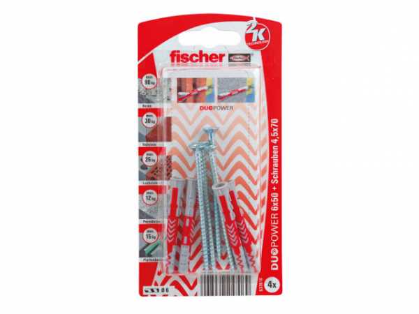 Fischer DuoPower 6x50 S mit Schraube 4,5x60mm, 537618, SB-Programm