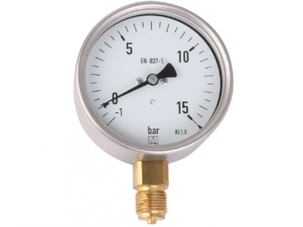 Manometer aus Edelstahl NG 100 radial -1 bis +15 bar