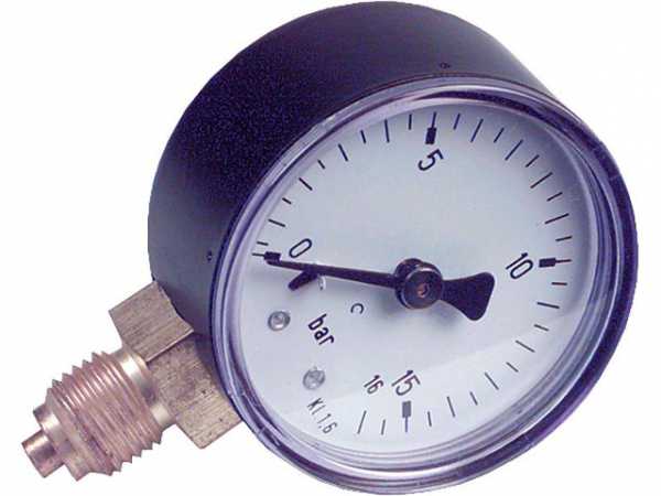 RF Manometer 50 radial 0-16 bar, Anschluss 1/4" radial (unten)